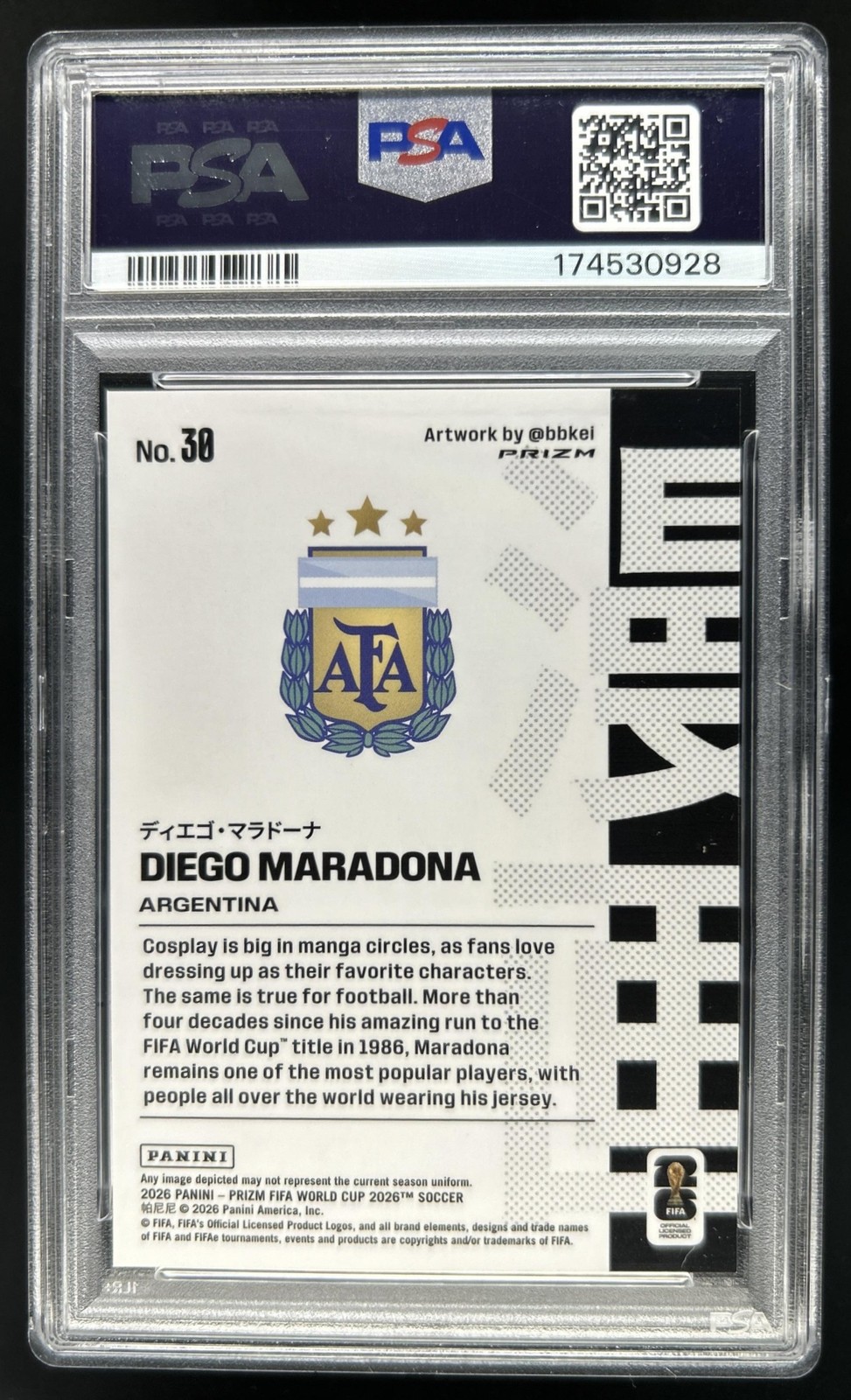 2026 Panini Prizm World Cup Diego Maradona Manga SSP #30 Argentina PSA 10 view 2
