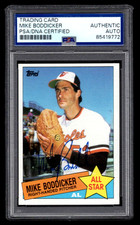 MIKE BODDICKER SIGNED 1985 TOPPS BASEBALL ALL-STAR CARD #709 PSA/DNA AUTOGRAPH