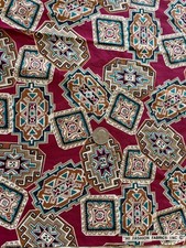 SOUTHWEST ABSTRACT GEOMETRIC TRIBAL BURGANDY 100 cotton fabric material