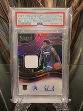 2020-21 Anthony Edwards Rookie Select Jersey Autographs Purple Prizm PSA 10 /99