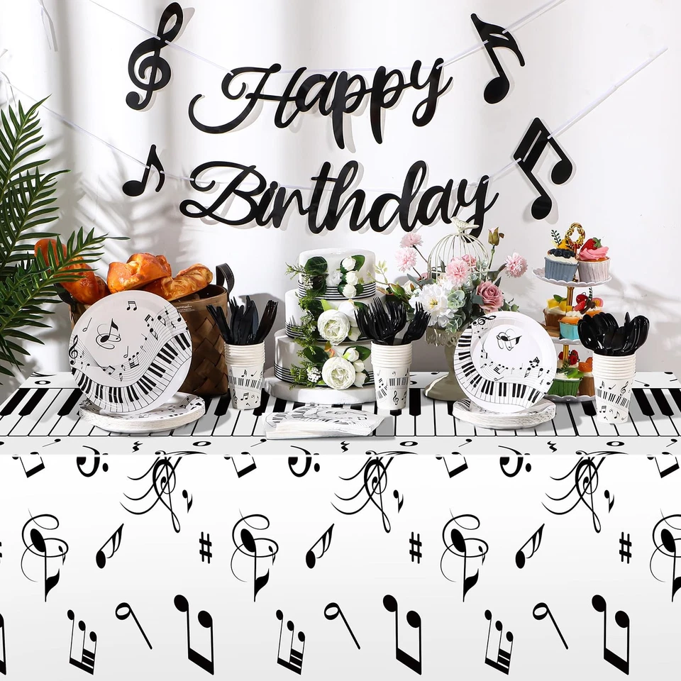 Juego de vajilla desechable de notas musicales para fiestas de 171 piezas para servir... Foto 3 de 4