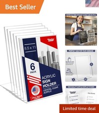 Acrylic Sign Holder 8.5 x 11, Slant Back Display Stand, A-Frame Flyer Display...