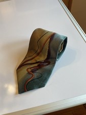 J. Garcia 00 Silk Tie Gold Green Swirl Retro Pattern