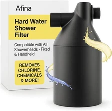 Afina Shower Filter For Hard Water - Removes 99% Chlorine, Harmful Black 