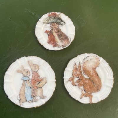 Beatrix Potter Peter Rabbit Miniatur Teller 1 Zoll Puppenhaus Kind Teeservice 