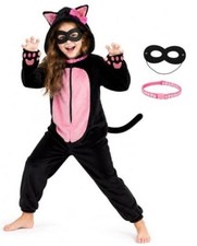 Halloween Black Cat Costume for Girls Kids, Cheetah Leopard 100 3-4T Pink