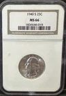 1940-S 25C Silver Washington Quarter - NGC MS66