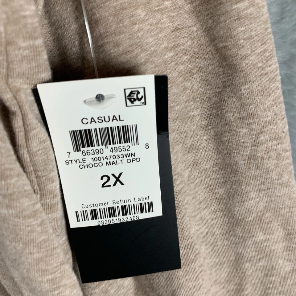 Camiseta Ideology feminina top 2X manga longa bronzeada gola redonda mistura de algodão nova com etiquetas - Imagem 3 de 4