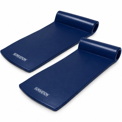 TRC Recreation Sunsation 1.75'' Thick Foam Lounger Pool Float, 2 Pack, Navy Blue