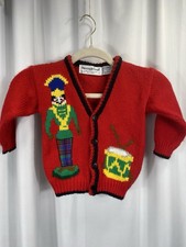 The Eagles Eye 1991 Christmas Sweater Kids L 4T Train,Toy Solider,Drum,Ship