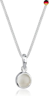 Elli Halskette Damen Anhänger Rund mit Mondstein in 925 Sterling Silber