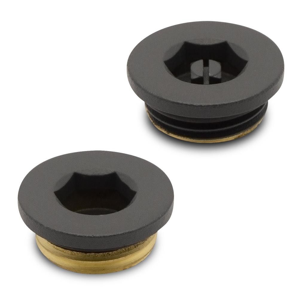 Basalt Grey RAL 7012 Blank & Bleed Plug Set for Radiators & Towel Rails