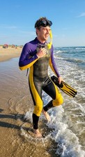 VTG O Neill Wetsuit Purple Yellow Full Body Surf Suit Sz Men s Med Style 9092