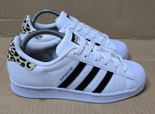 ADIDAS SUPERSTAR TRAINERS SIZE UK 5 BLACK & WHITE LEOPARD IMMACULATE CONDITION 