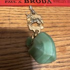 Large Vintage Unusual Gold Tone Green Stone Pendant From Estate Big Unicorn — photo 1