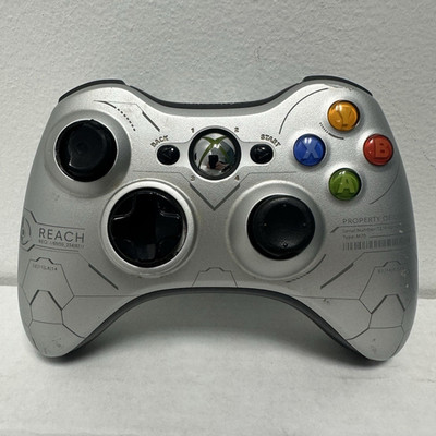 Microsoft Xbox 360 Wireless Controller Silver Black Halo Reach UNSC X895506-001