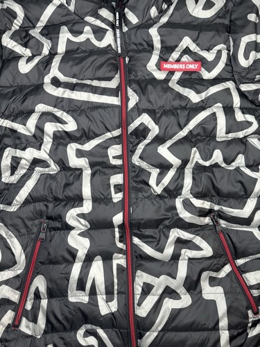 Member Only K Haring giacca uomo XL reversibile imbottito trapuntato con cappuccio isolato - Foto 11 di 23