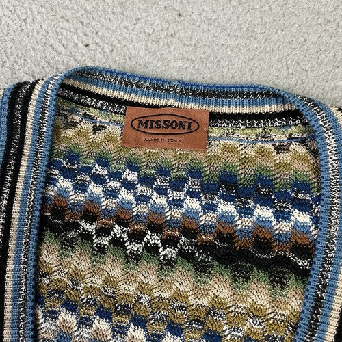 Vintage Missoni Cardigan Sweater Mens 48 Multicolor Cotton Knit Made in Italy - Picture 3 of 14