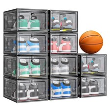 10 Pack Thicken Shoe Organizer Stackable,Upgraded Sturdy Shoe Storage with Ma...