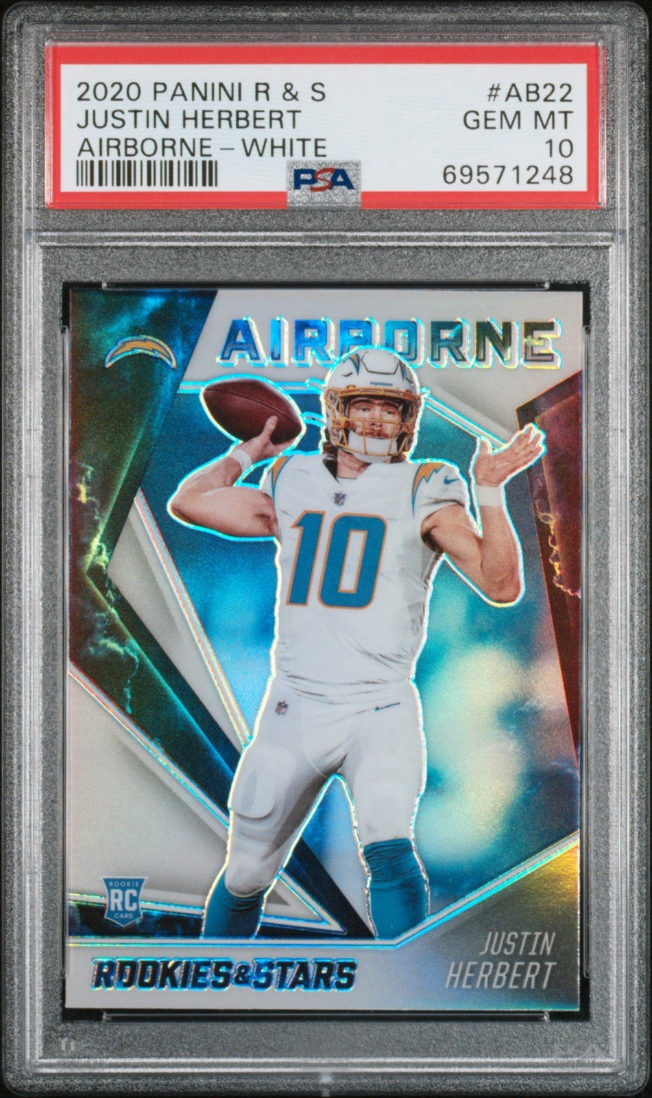 Justin Herbert Panini Rookies & Stars Airborne #AB22 White