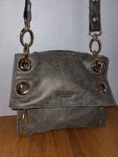 Hammitt Montana Medium Crossbody Bag Reversible Pewter Black Leather