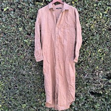 Quince Button Up Shirt Dress Women M Brown 100% Linen Contemporary Minimal Lagen