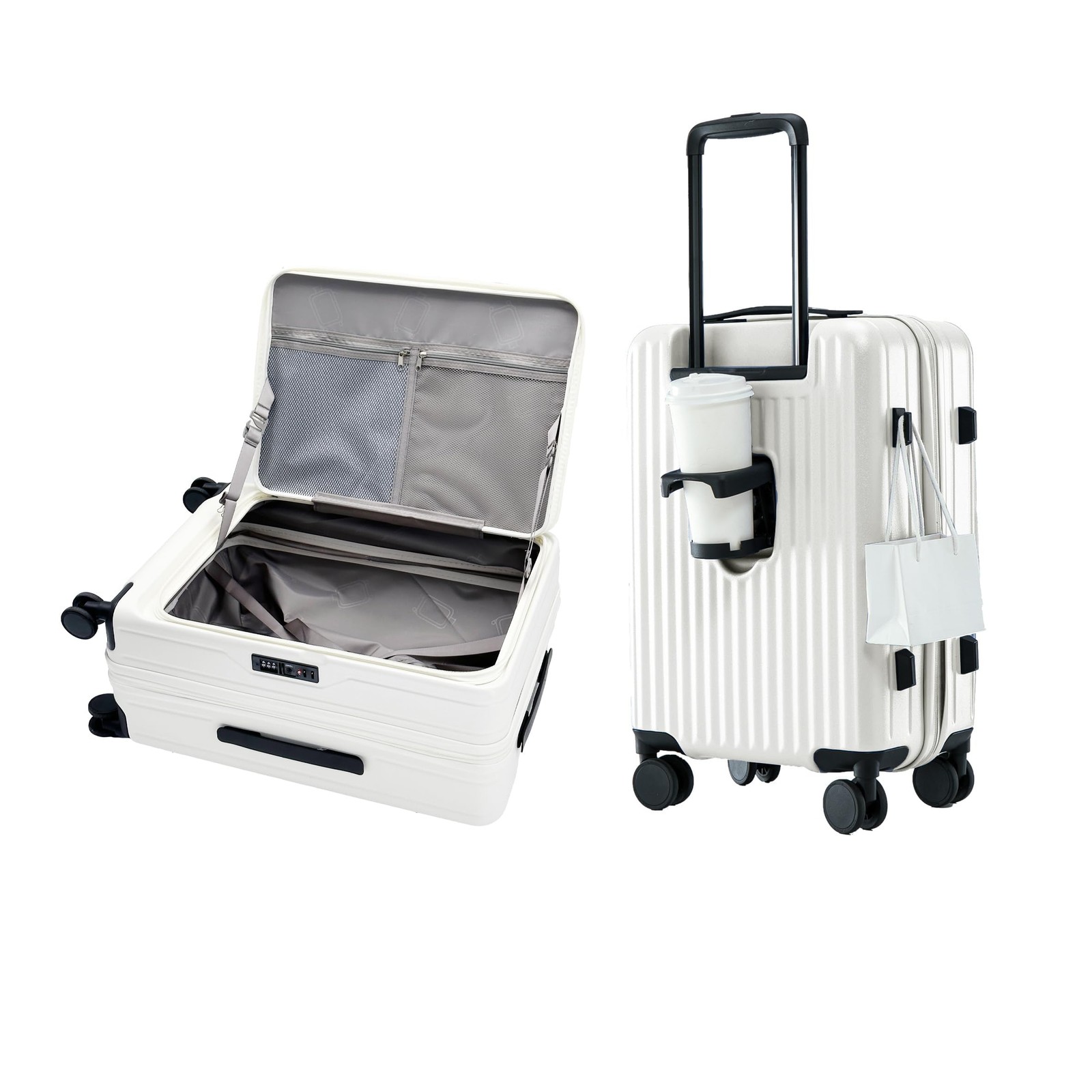 With Cup Holder, Hardside Tsa Approved Lu...