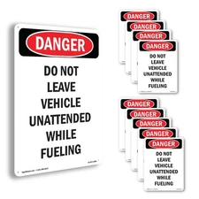 Portrait Do Not Leave Vehicle Unattended OSHA Danger Sign, Decal 5 or 10 Pack