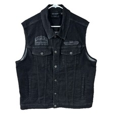 Harley-Davidson Men&rsquo;s Black Denim Jacket Sleeveless Size L