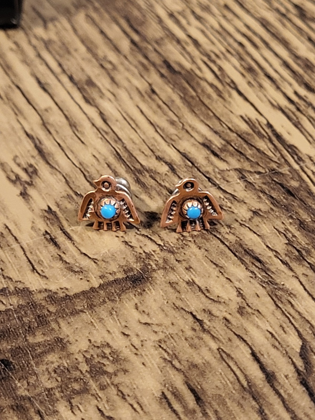 Vintage Solid Copper Turquoise Native American Sm… - image 2