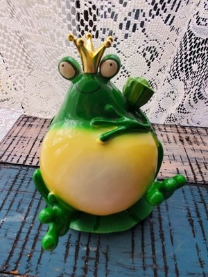 Frog Prince piggy-Bank Crowned  Easy  To Open Too Cute! Great Present RARE