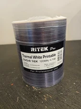 100Pack Ritek Pro DVD-R 16X 4.7GB White Thermal Hub Printable Blank Media Disc#3
