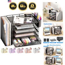 Organizador de Escritorio, Organizador de Archivos de Papel de 5 Niveles con Cajón y Soporte para Pluma, Oficina...