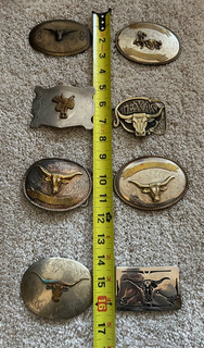 Lot of 8 Vintage Belt Buckle Bull some two tone IL30