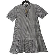 NWT J. Crew Delilah Mini Dress in Navy Striped Cotton Poplin - XSmall