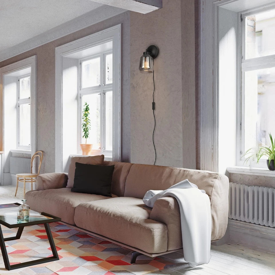 Electric 65549 Salma 1-Light Plug-in or Hardwire Wall Sconce, Matte Black, Pl... - Image 4 of 4