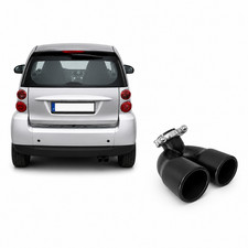  Auspuffblende schwarz f&uuml;r SMART Fortwo 451 2x60mm BJ 03/2007-08/2010 rund