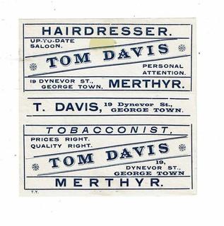 1 Old Bryant & May c 1900s matchbox label Tom Davis Tobacconist size 104x104mm