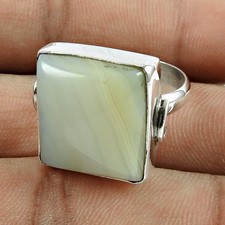 925 Silver Botswana Agate Stone Statement Cocktail Mother Ring Jewelry US 7.5