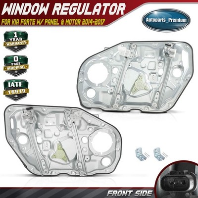 2x Front Window Regulator with Panel & 2 Pins Motor for Kia Forte 2014 2015 2016
