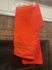 Mens JCP JC Penney Flat Front Cotton Corduroy Pants Size 34W X 34L Orange