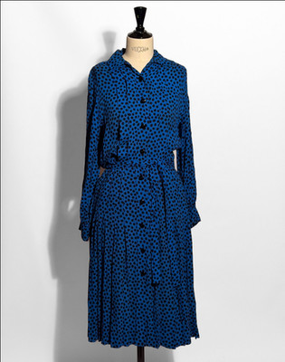 Vintage Yves Saint Laurent Rive Gauche Cotton Crepe Dress - Sz 38 - 1985 
