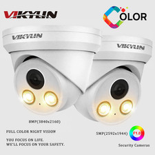 VIKYLIN 5MP 8MP 24/7 Full Color Night Vision Turret IP Camera Built-in MIC 4K US