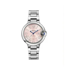 New Cartier Ballon Bleu Stainless Steel Automatic 33 mm Pink Dial Watch WSBB0068