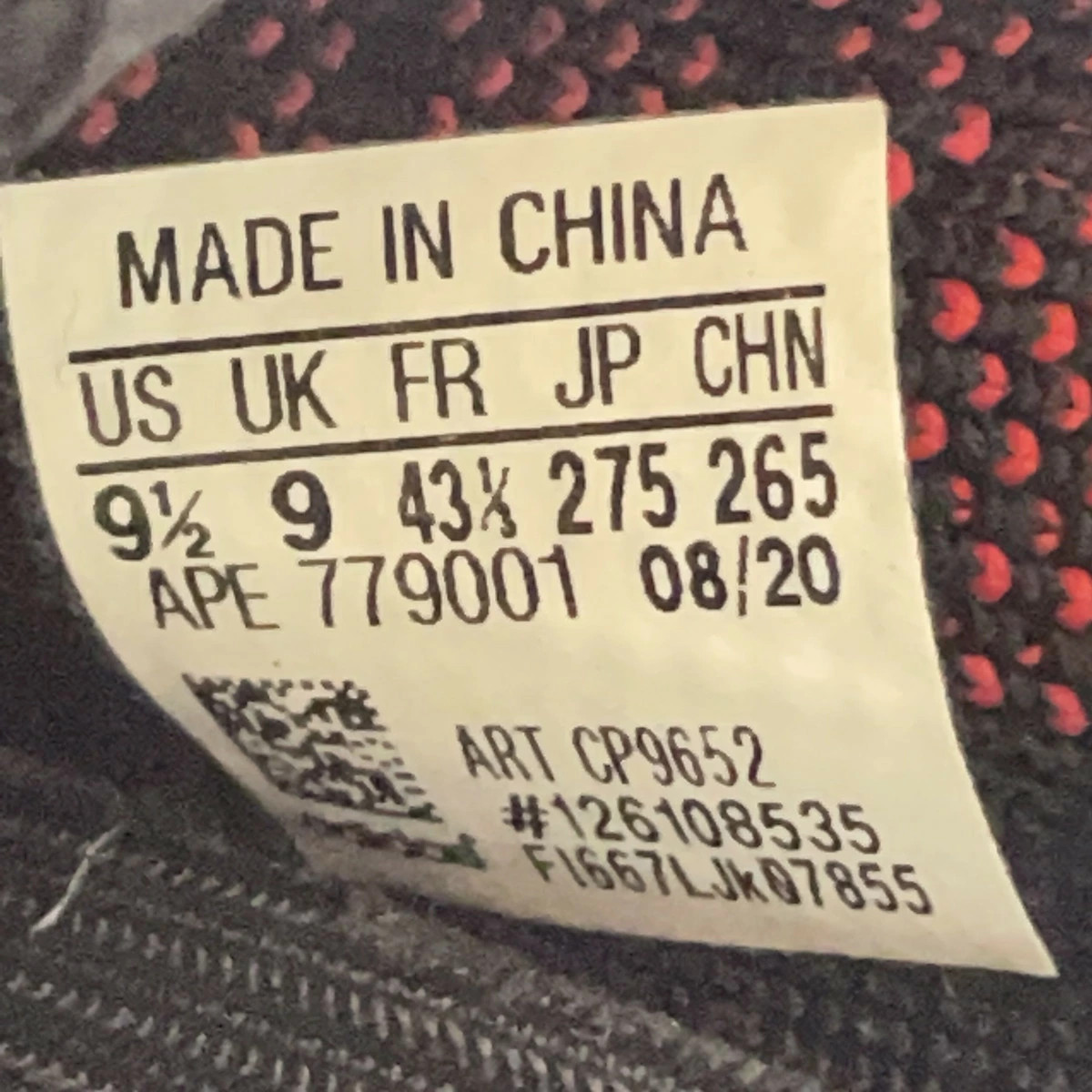 ADIDAS YEEZY Boost 350 V2 Bred Easy Boost Black CP9652 Black Red 27.5cm US 9.5 thumbnail 6