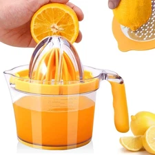 Manual Lemon Orange Juicer with Measuring Cup Grater and Egg Separator