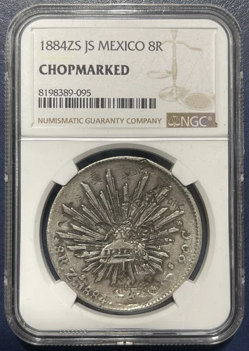 1884 ZS JS Mexico Silver 8 Reales - NGC CHOPMARKED