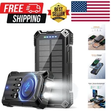 Power Bank 49800mAh Solar Portable Charger Wireless Charging USB-C 15W Fast C...