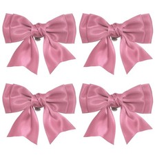 4 Pcs Women Bow Shoe Clips Satin Detachable Bowknot Shoe Clips Rose Pink