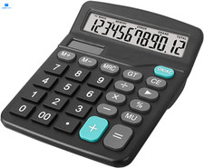 12 Digits Desktop Calculator with Large LCD Display, Basic BLACK 
